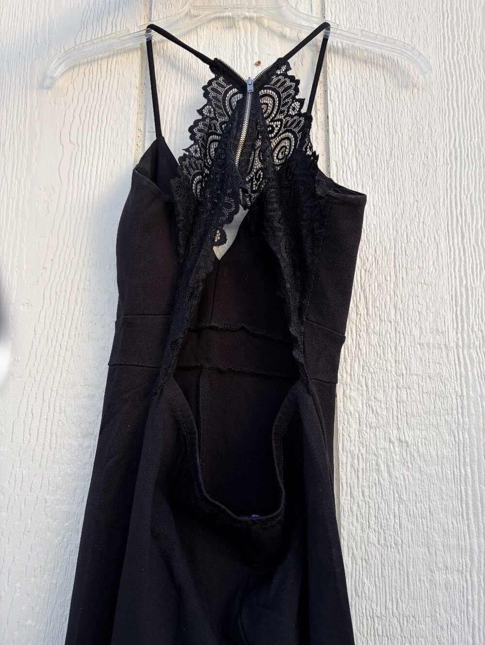 Cherry Mellow Lace-Trim Black Jumpsuit with Spaghetti Straps Women's Size L - Picture 12 of 14